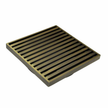115 x 115 Grate Top Floor Drain Antique Brass With Puddle Flange 50mm