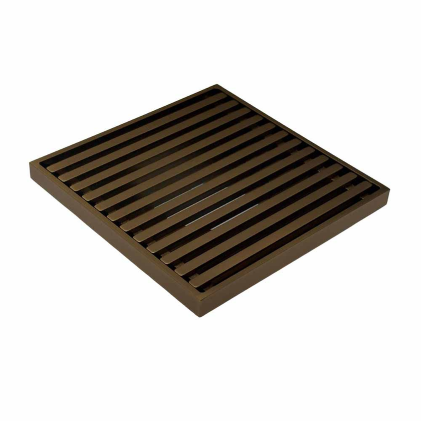 115 x 115 Grate Top Floor Drain Copper With Puddle Flange 80mm