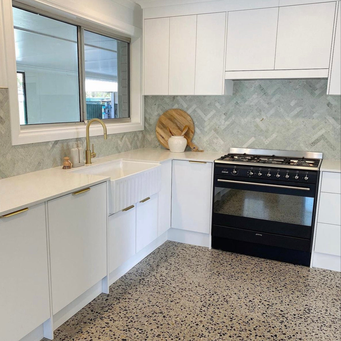 Carrara Marble Mosaic Herringbone