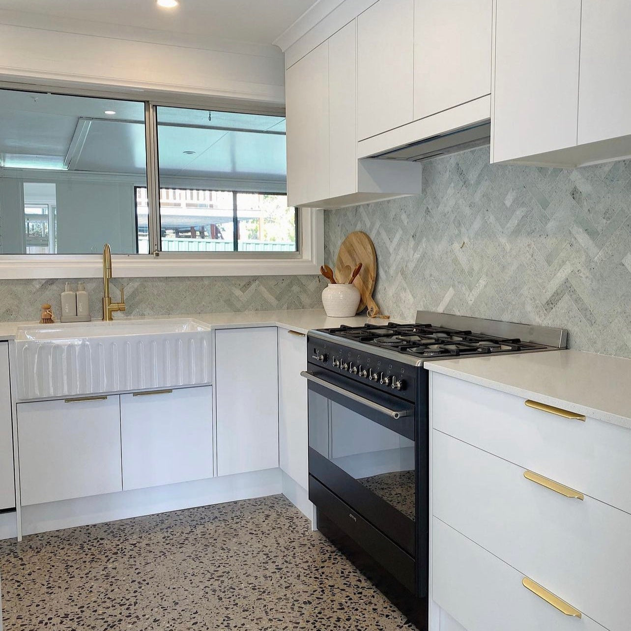 Carrara Marble Mosaic Herringbone