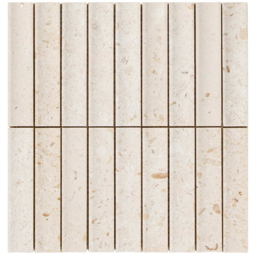 Concave Limestone Ivory Mosaic