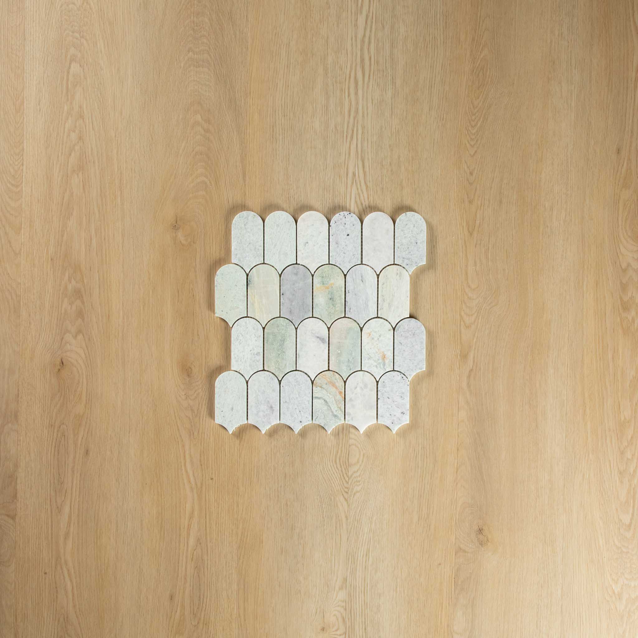 Ming Green Arch Long Fish Scale Carrara Mosaic