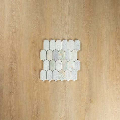 Ming Green Arch Long Fish Scale Carrara Mosaic