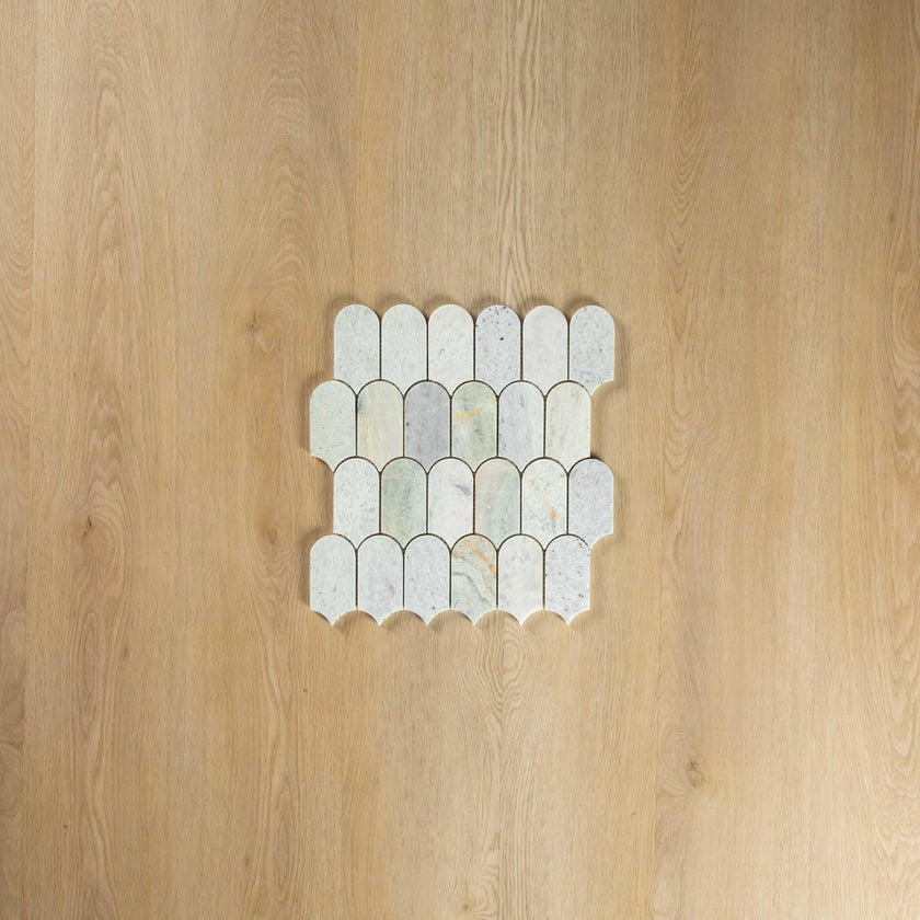 Ming Green Arch Long Fish Scale Carrara Mosaic