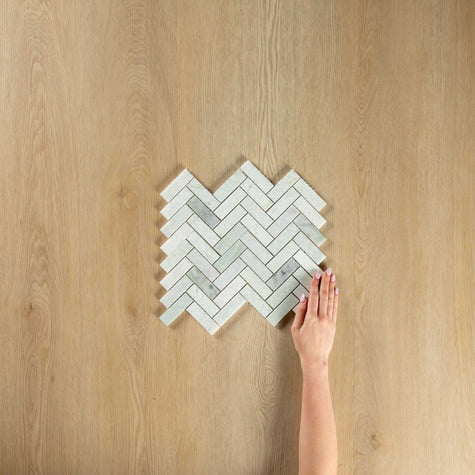 Ming Green Small Herringbone Honed Mosaic