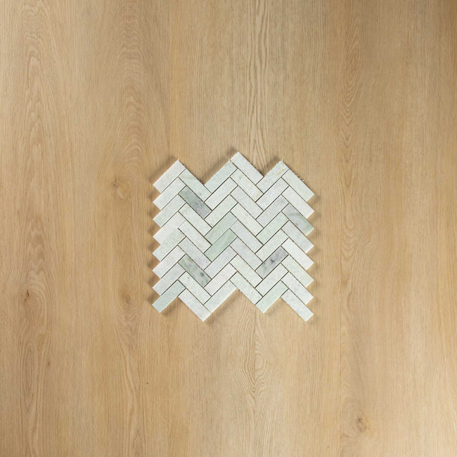 Ming Green Small Herringbone Honed Mosaic