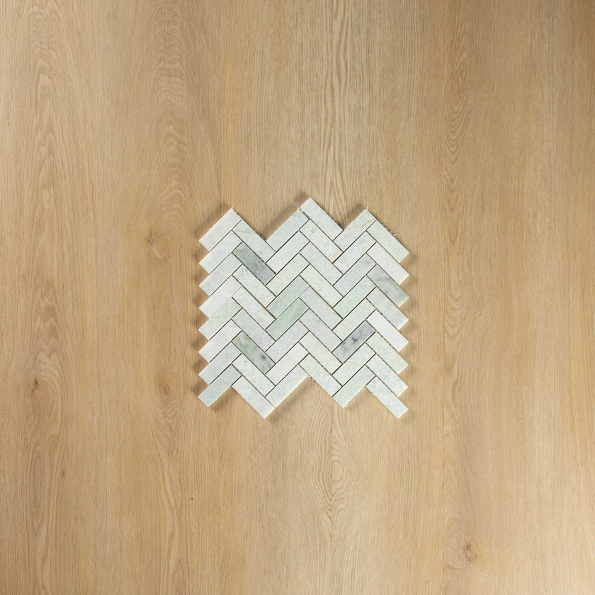 Ming Green Small Herringbone Honed Mosaic