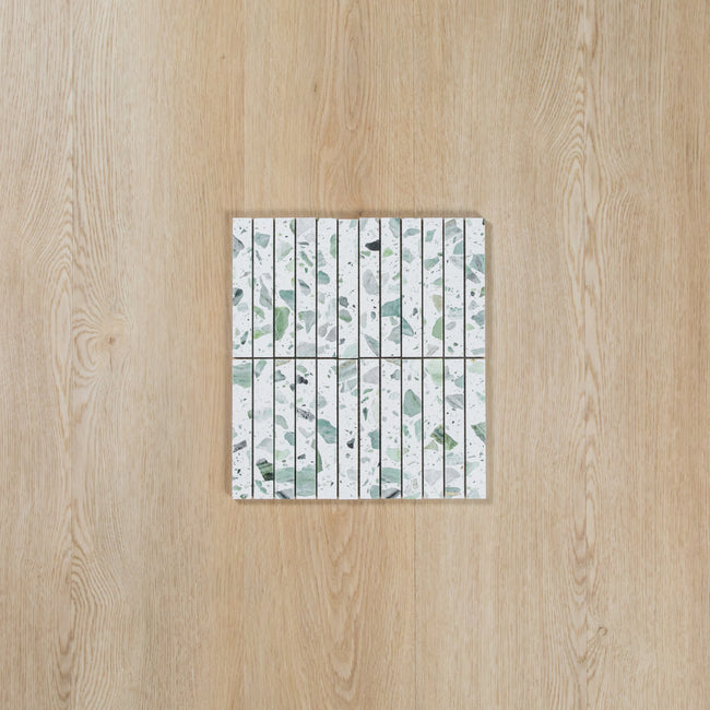 Terrazzo Green Honed Emerald Kit Kat Mosaic