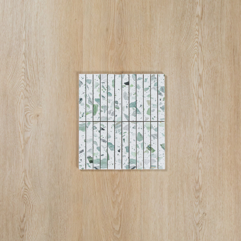 Terrazzo Green Honed Emerald Kit Kat Mosaic