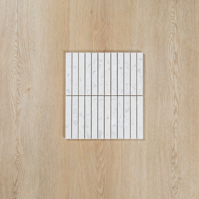 Terrazzo White Honed Moonstone Kit Kat Mosaic