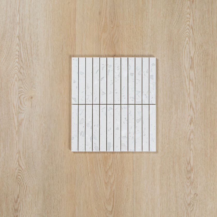Terrazzo White Honed Moonstone Kit Kat Mosaic