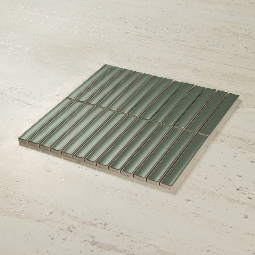 Clovelly Pearl Olive Matte Concave Kit Kat Mosaic