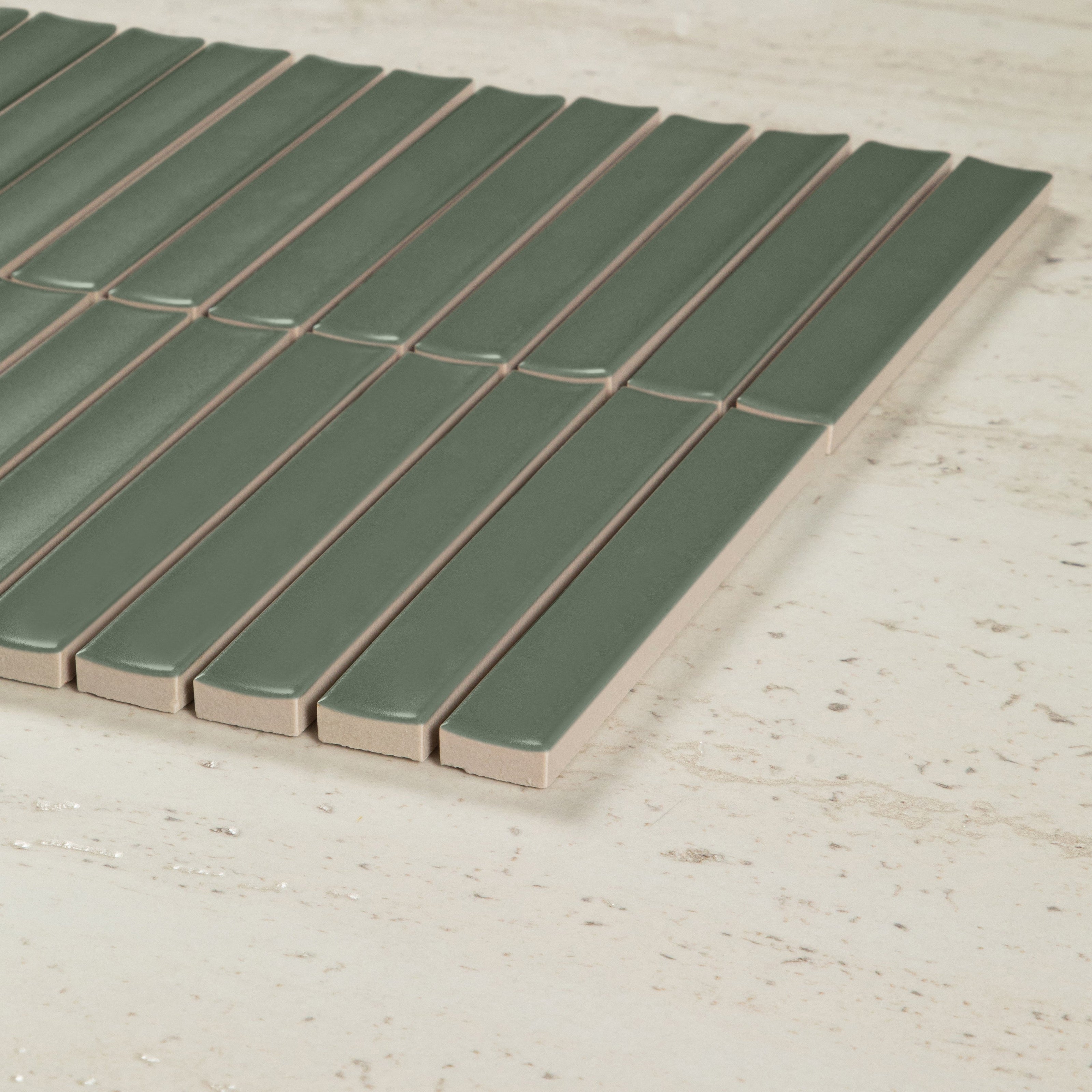 Clovelly Pearl Olive Matte Concave Kit Kat Mosaic