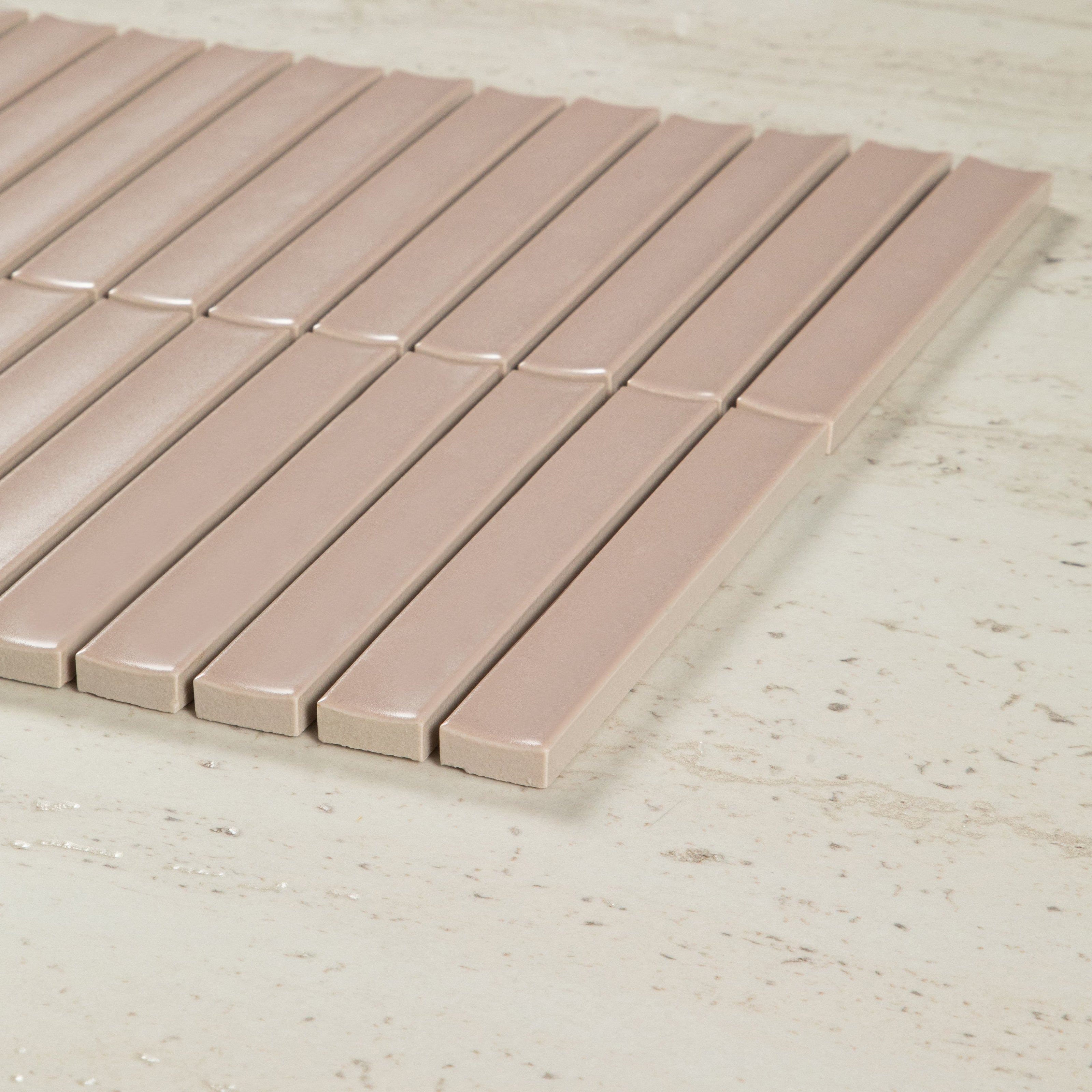 Osaka Pink Clay Matt Concave Finger Mosaic