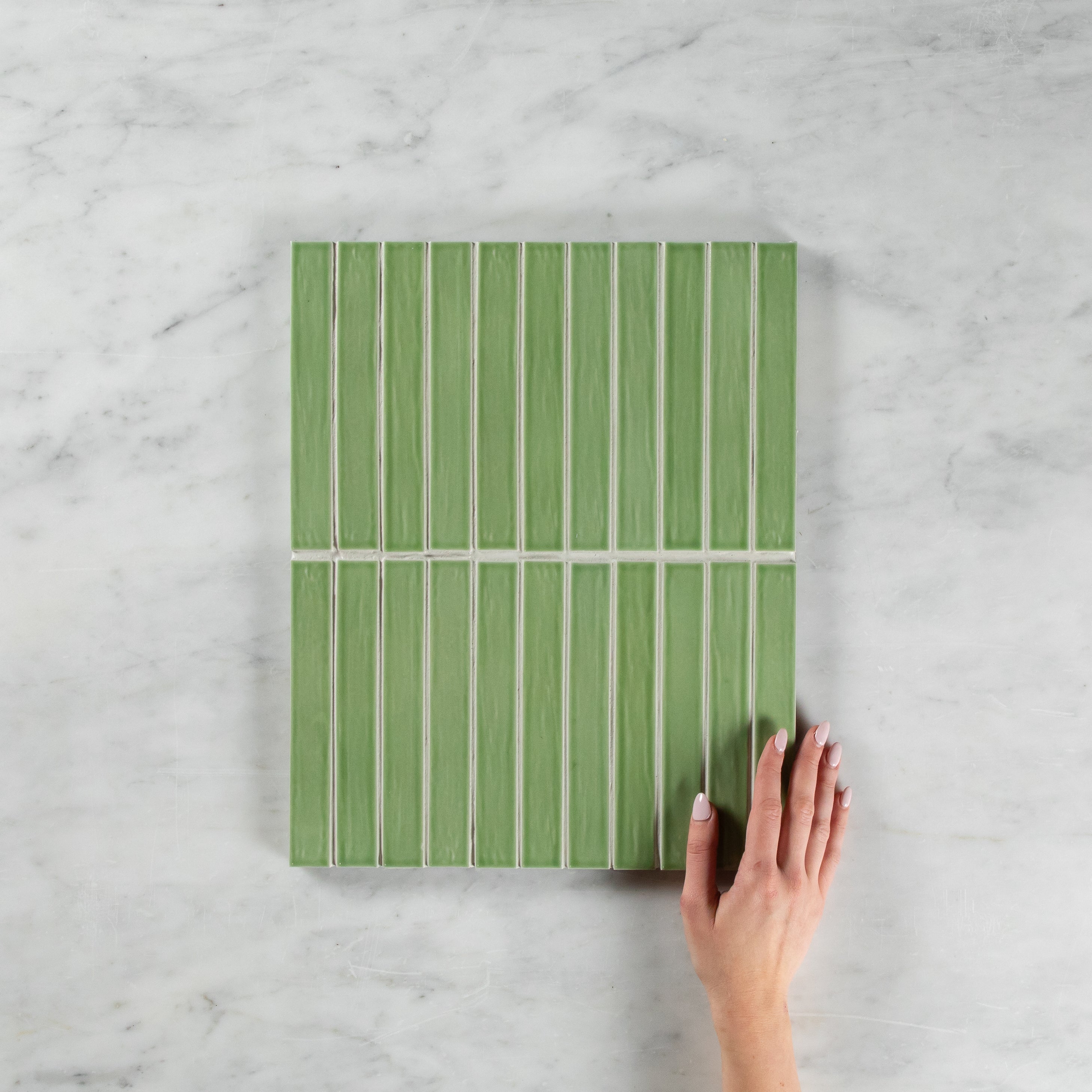 Porcelain Light Green Glossy Mosaic