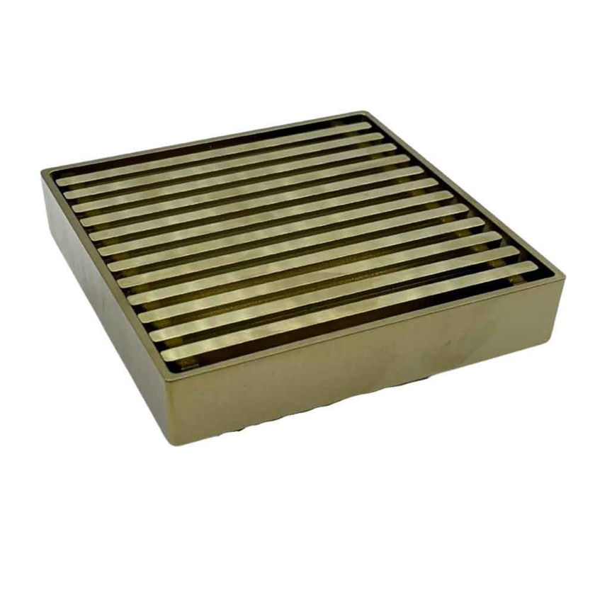 115 x 115 Brass Grate Top Used With Tile Insert Drain Brush Gold