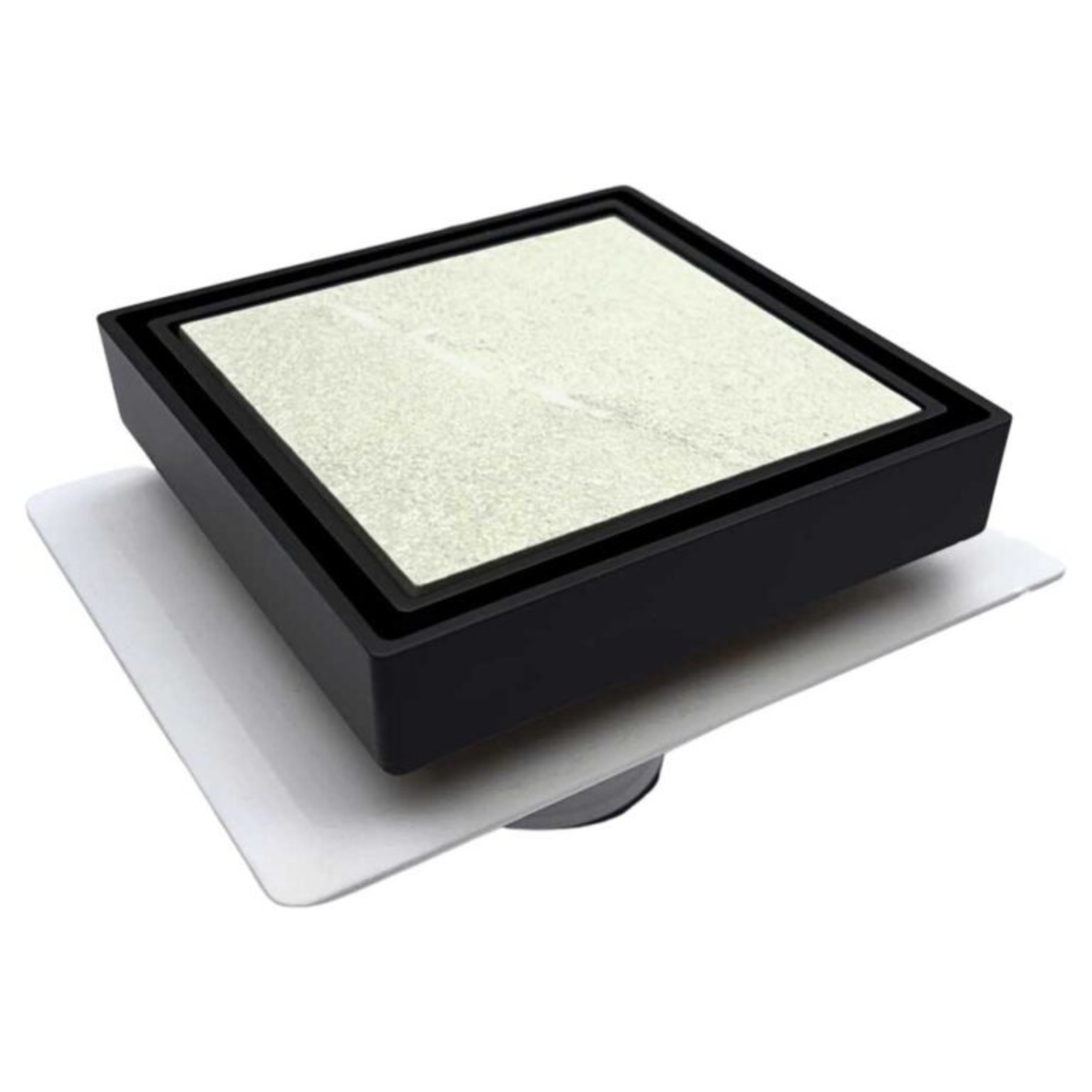 Tile Insert Drain Black With Puddle Flange 80mm