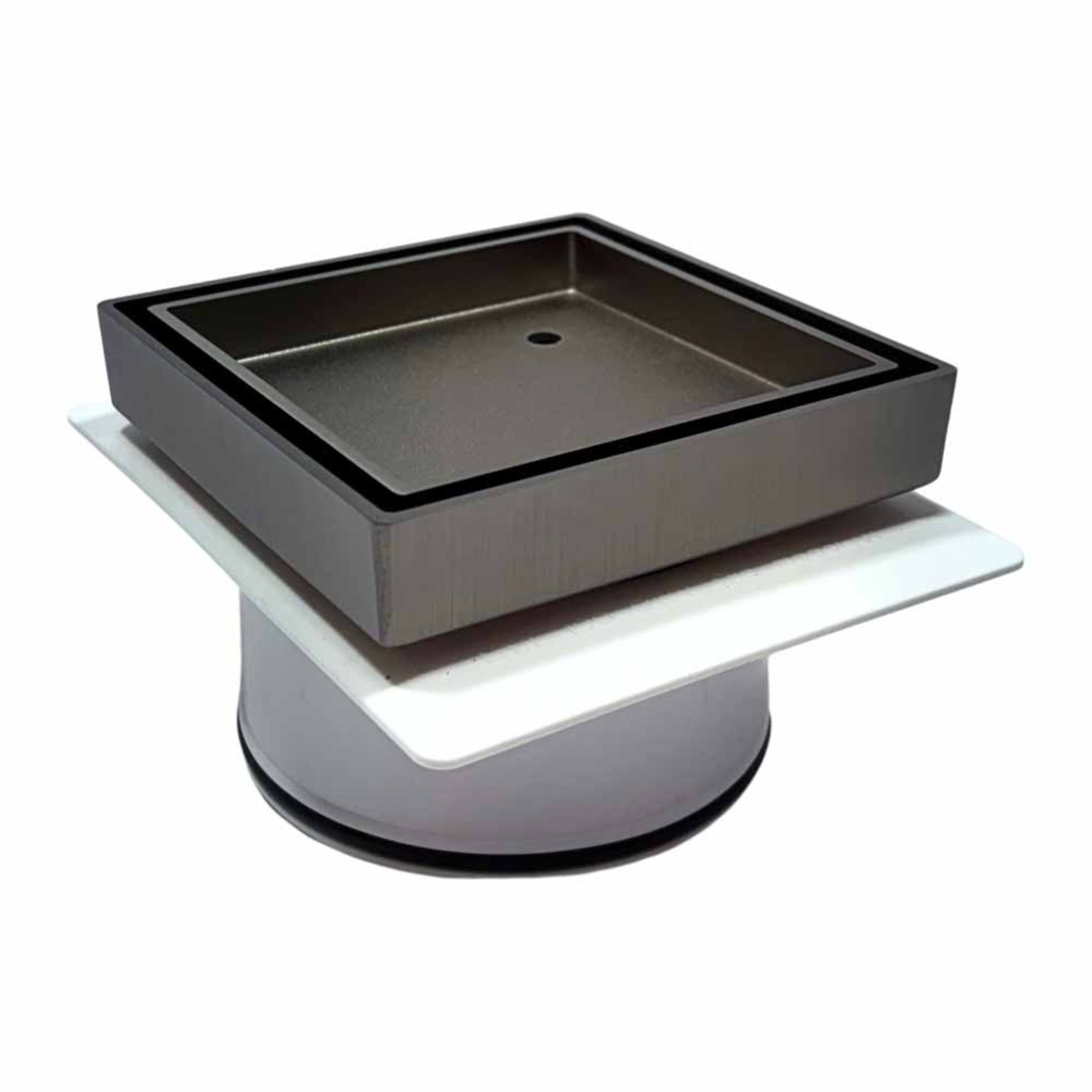 Tile Insert Drain Gun Metal With Puddle Flange 80mm