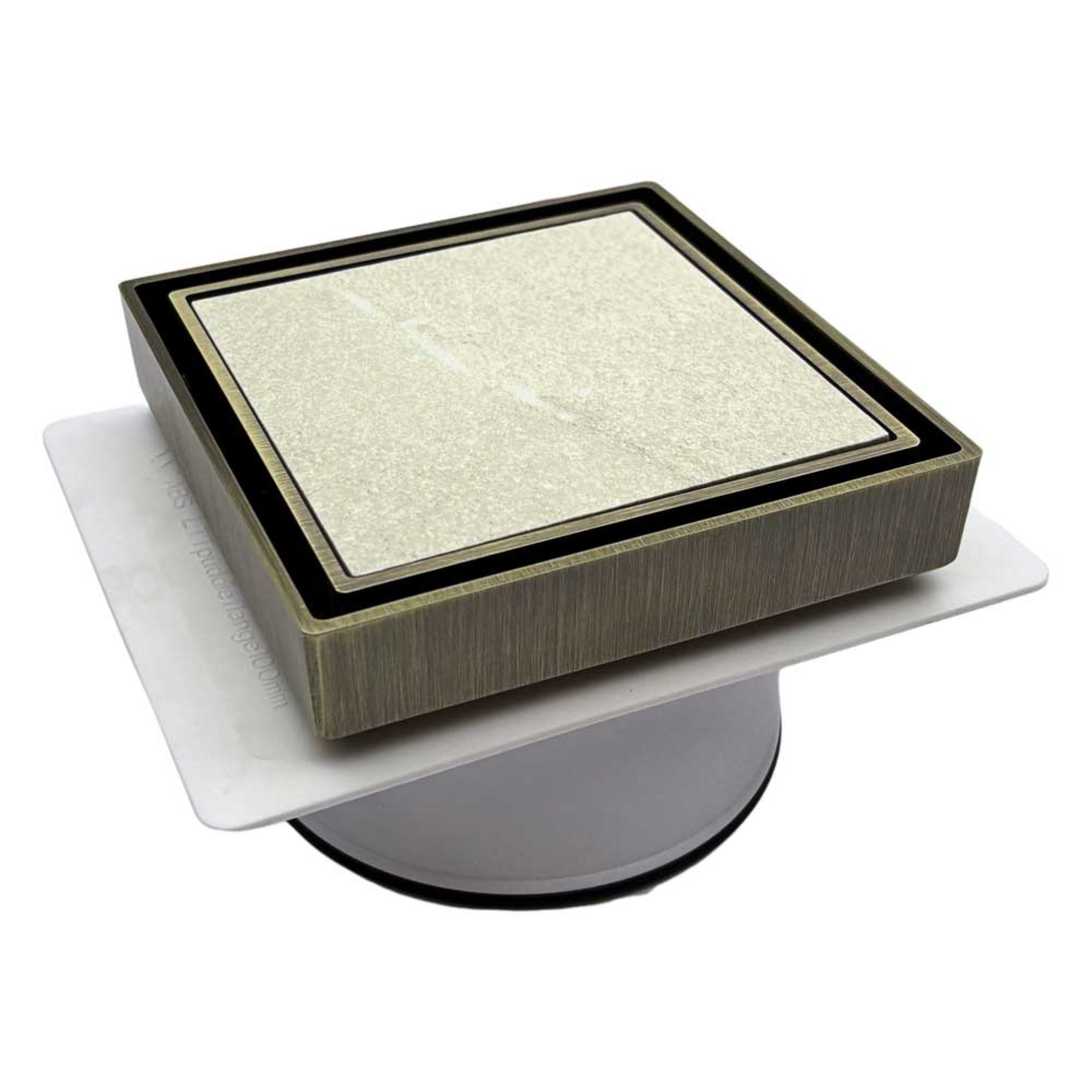 Tile Insert Drain Antique Brass With Puddle Flange 100mm