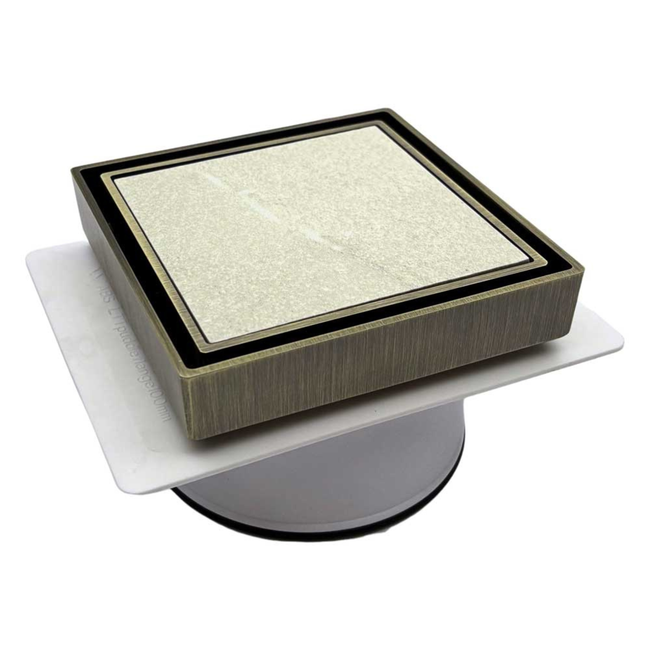 Tile Insert Drain Antique Brass With Puddle Flange 50mm