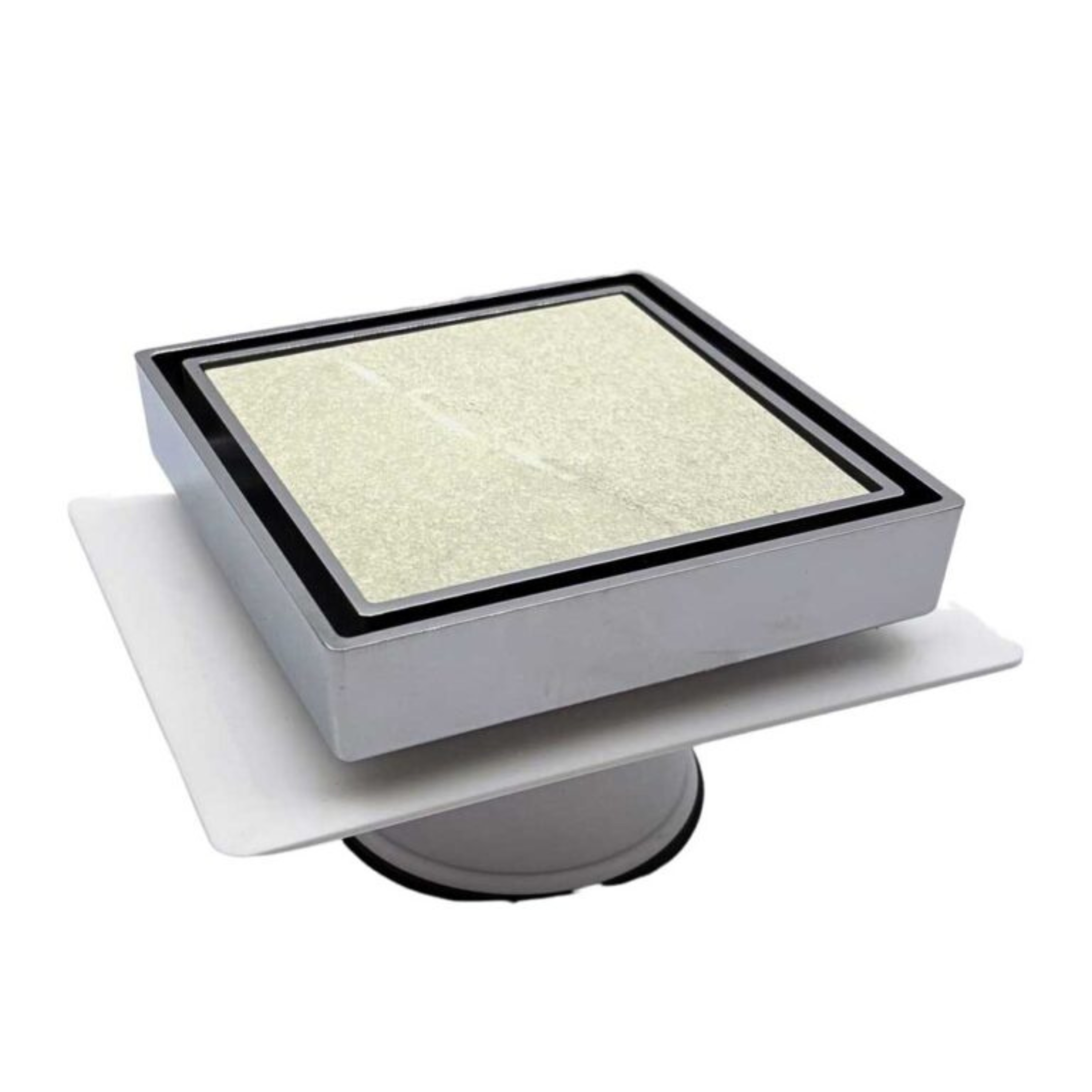 Tile Insert Drain Chrome  With Puddle Flange 80mm