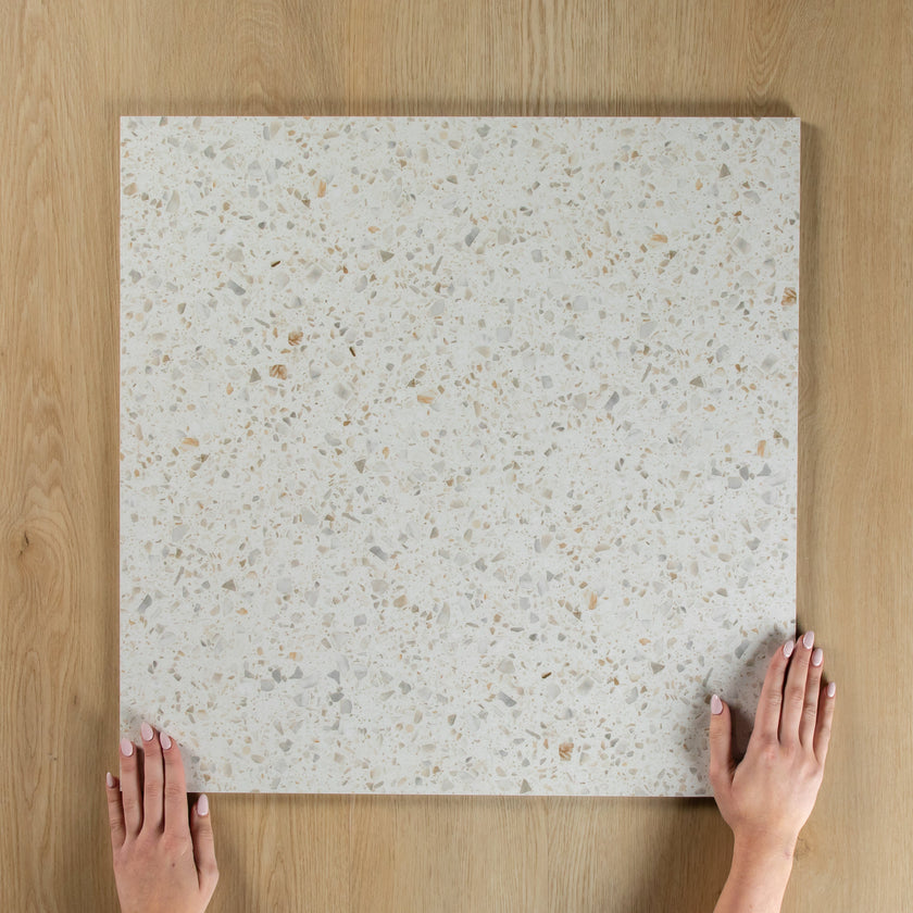 Terrazzo Carving Warm White Matte