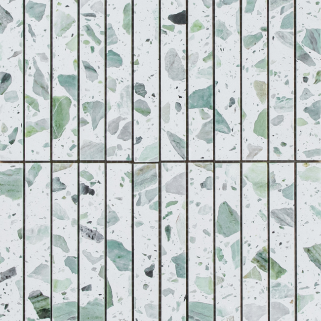 Terrazzo Green Honed Emerald Kit Kat Mosaic
