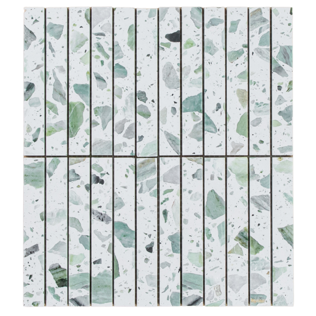 Terrazzo Green Honed Emerald Kit Kat Mosaic