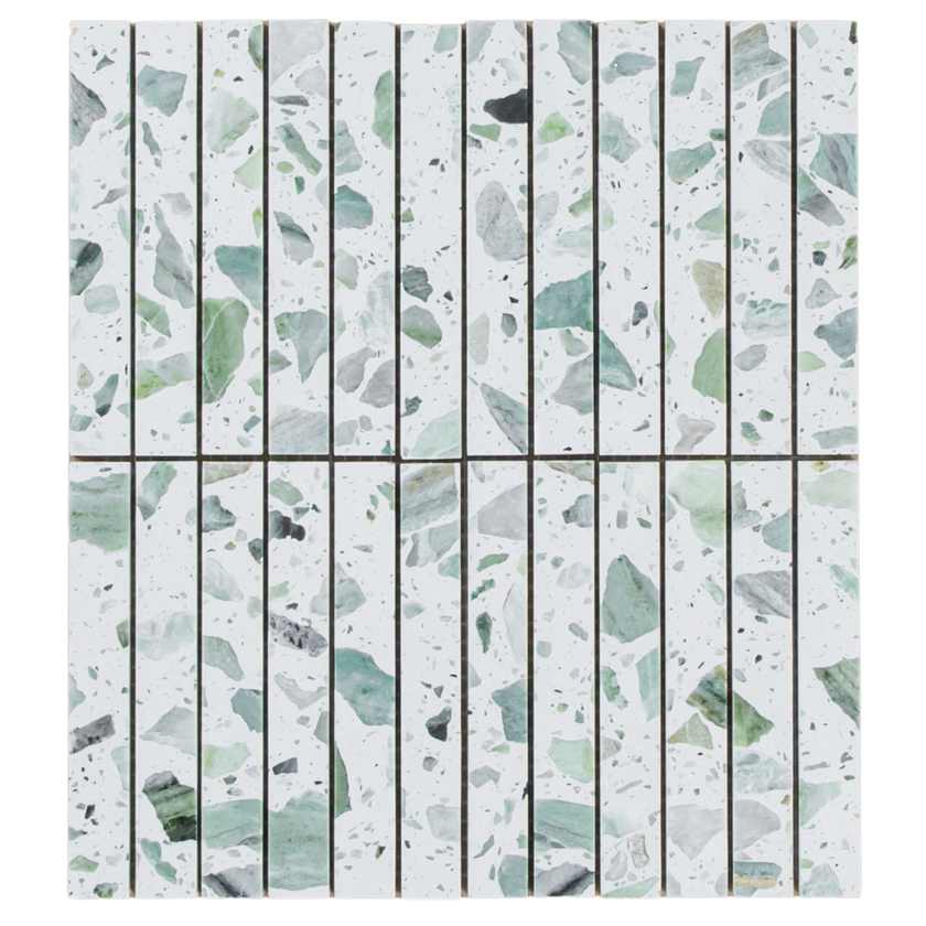 Terrazzo Green Honed Emerald Kit Kat Mosaic