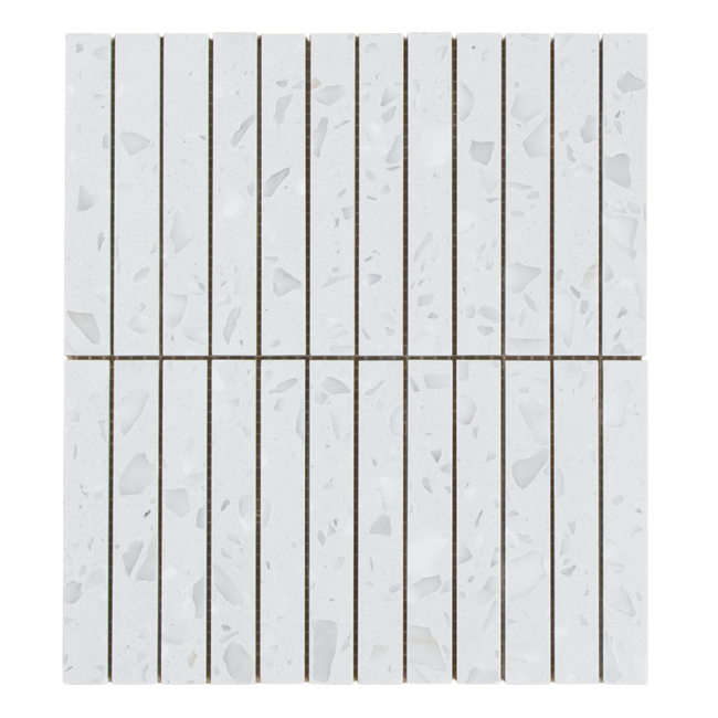Terrazzo White Honed Moonstone Kit Kat Mosaic
