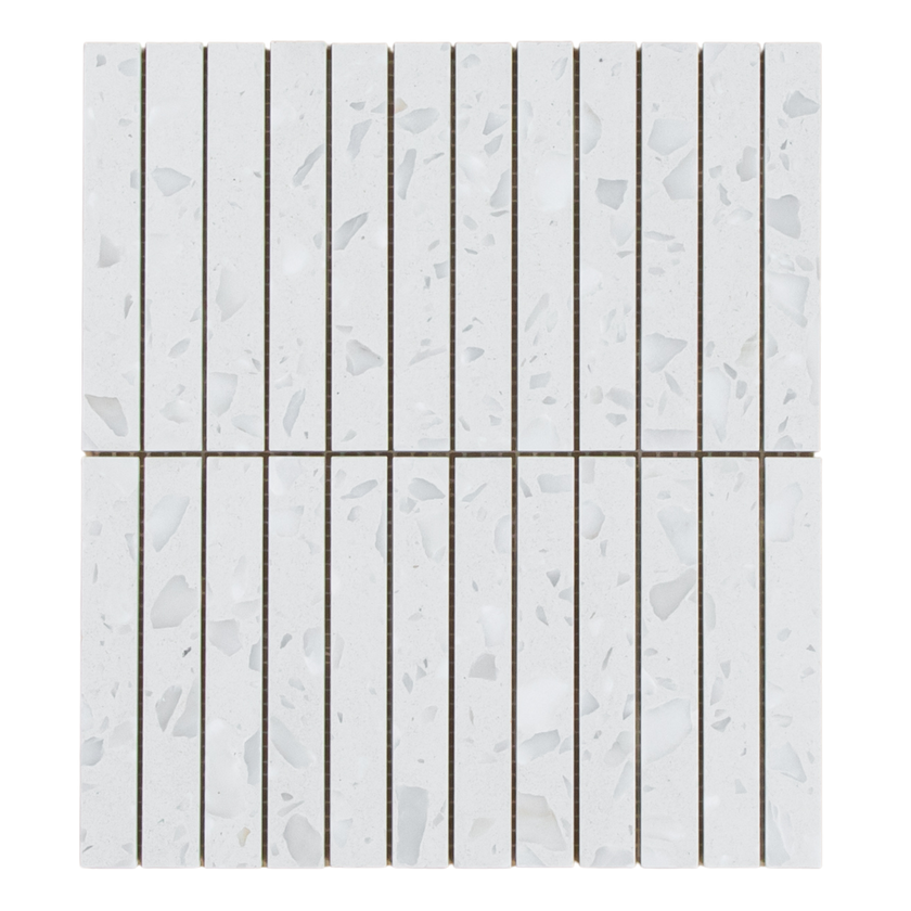 Terrazzo White Honed Moonstone Kit Kat Mosaic