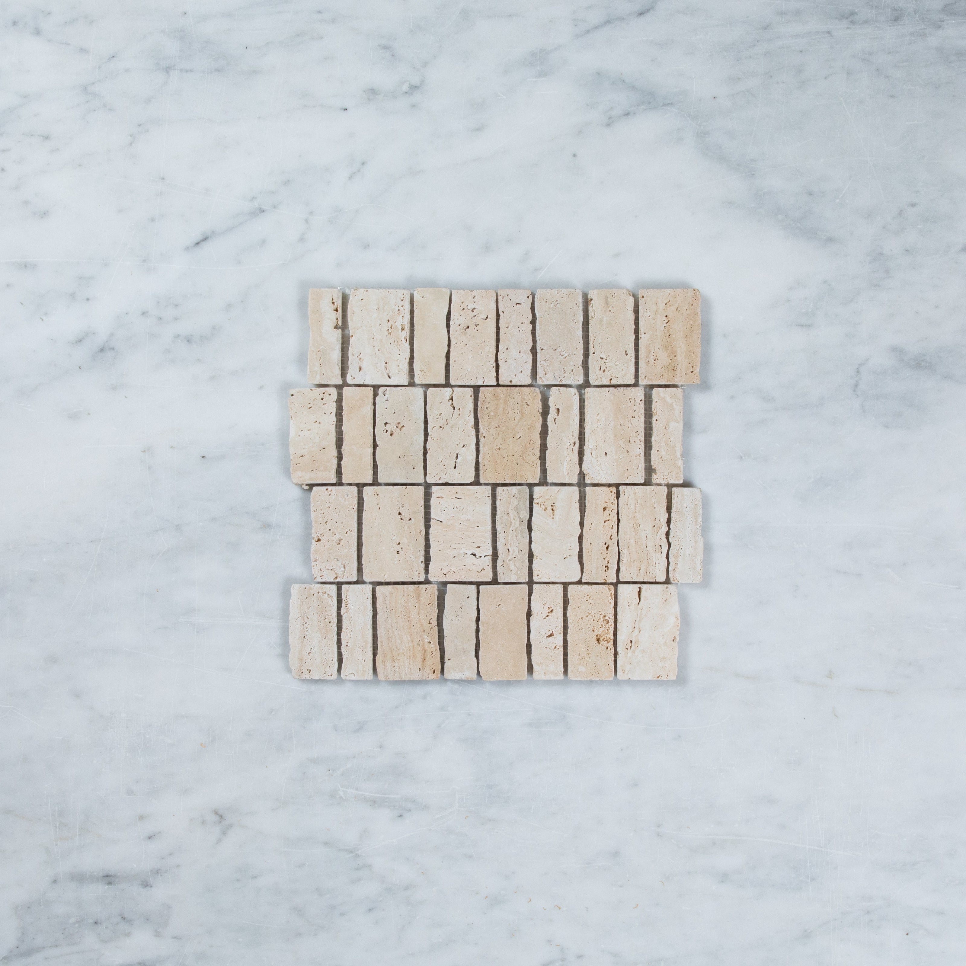 Travertine Ashlar Tumbled Mosaic Beige