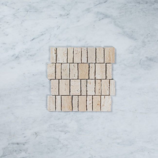 Travertine Ashlar Tumbled Mosaic Beige