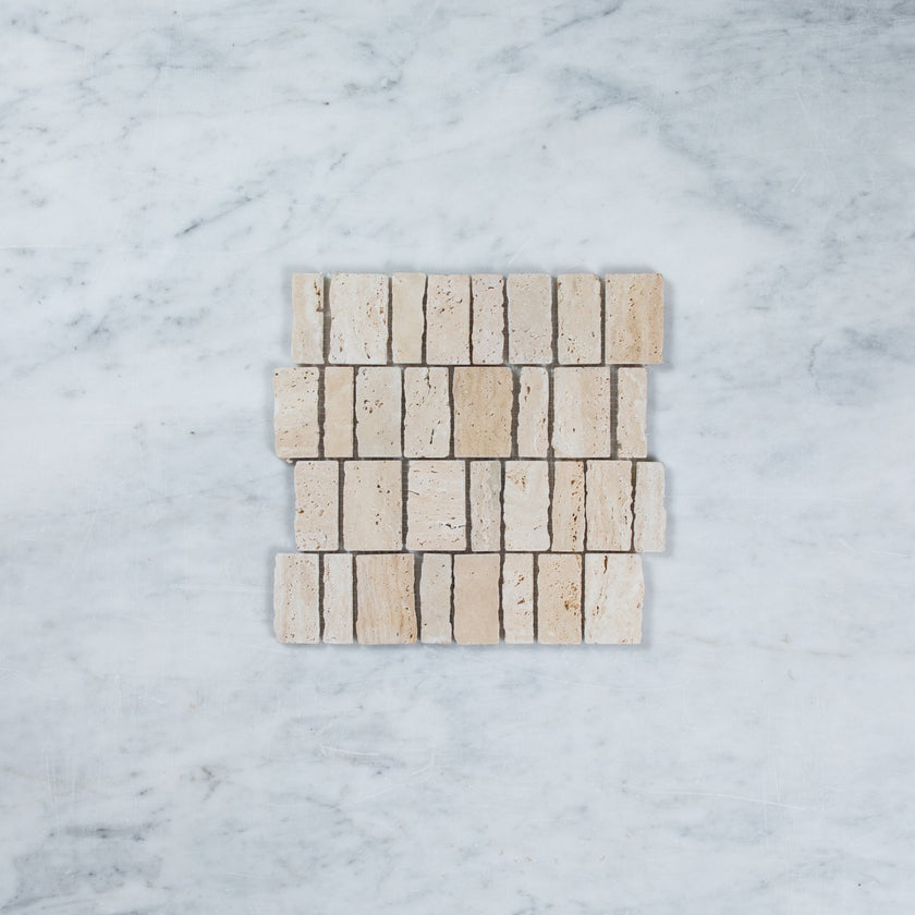 Travertine Ashlar Tumbled Mosaic Beige