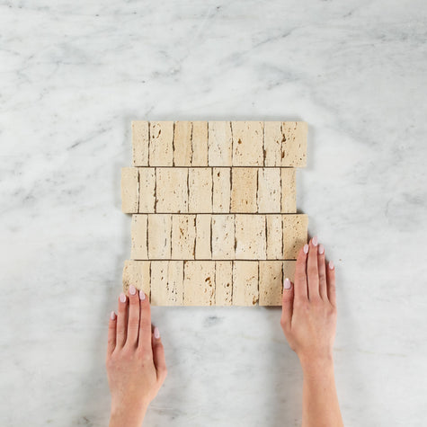 Travertine Ashlar Mosaic Beige