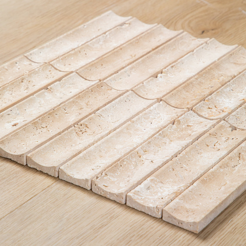 Travertine Concave Kit Kat Mosaic