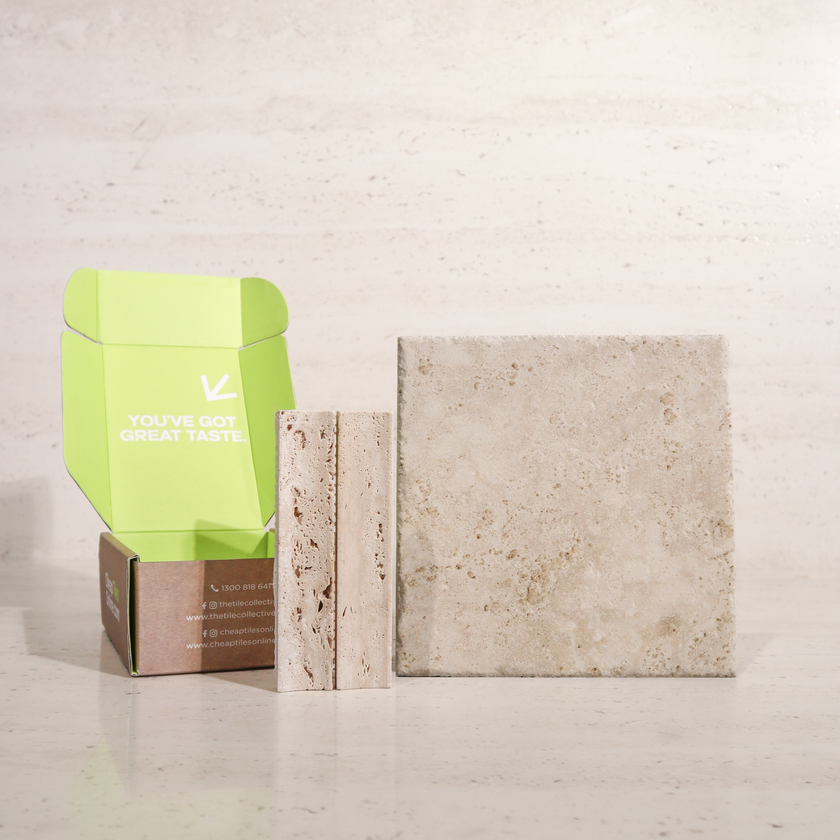 Travertine Concave Kit Kat + Tibur Beige  French Pattern