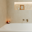 Travertine Cross Cut Cream + Mini Arch Mosaic Travertine
