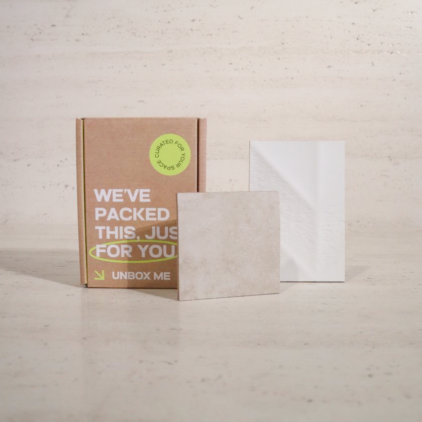 Travertine Cross Cut White + Chevron White