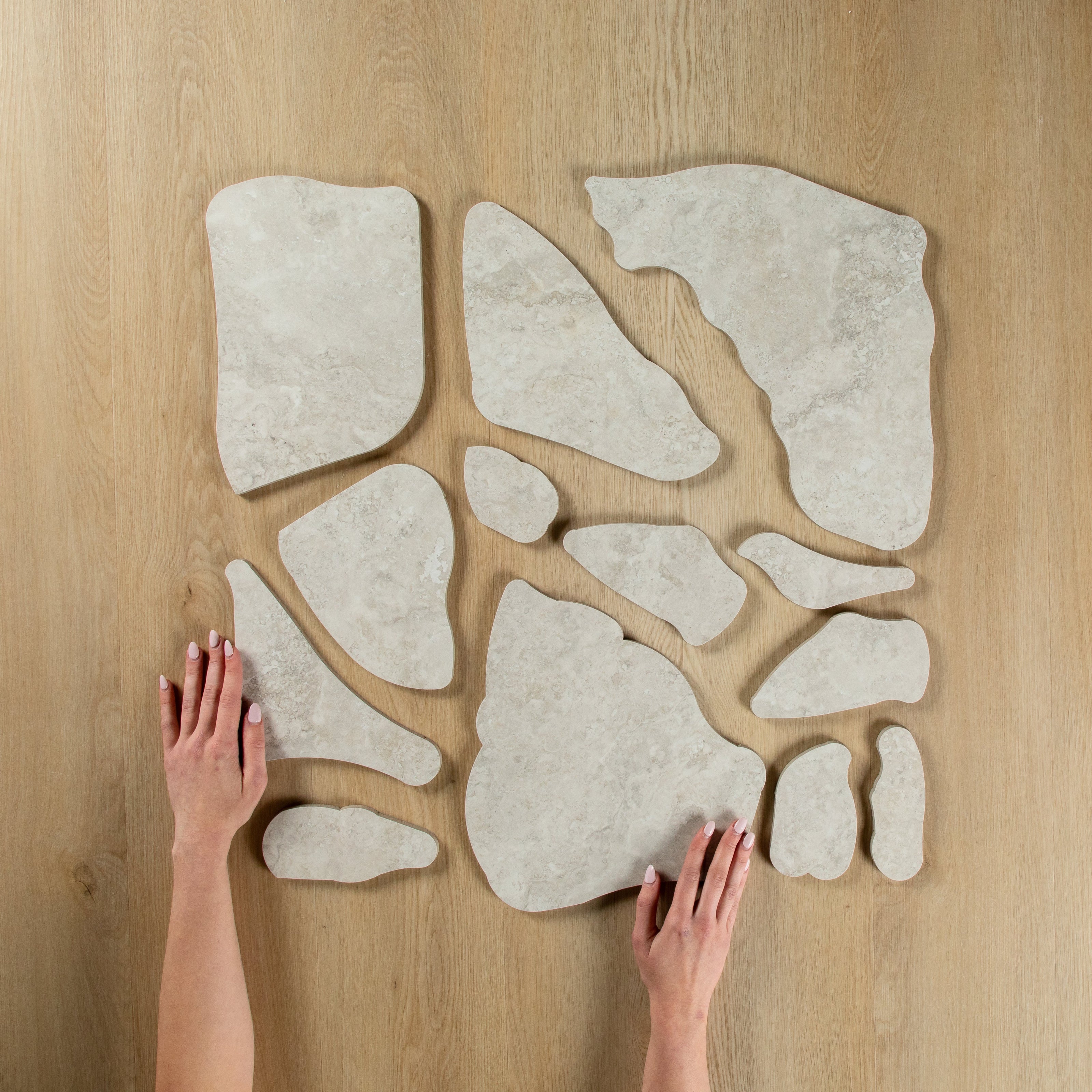 Travertine Stone Silver Crazy Pave In Out