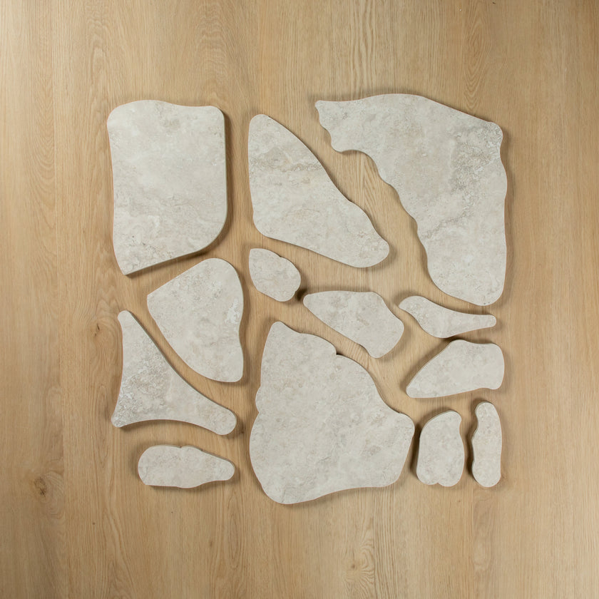 Travertine Stone Silver Crazy Pave In Out