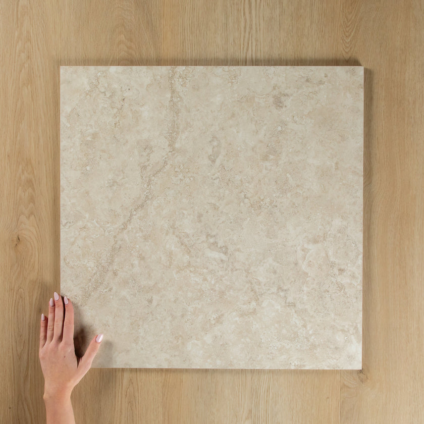 Travertine Stone Ivory + Wave White