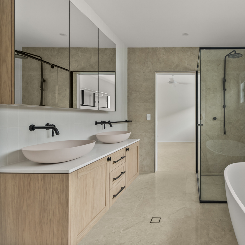 Travertine Stone Ivory + Wave White