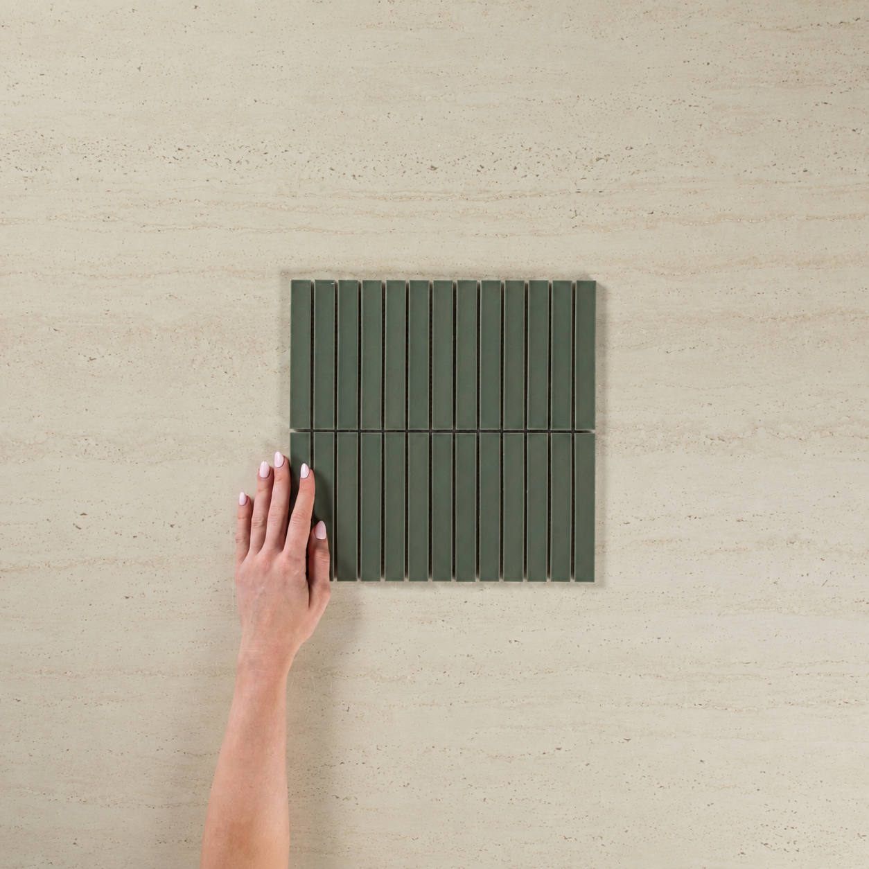 Clovelly Pearl Olive Matte Concave Kit Kat Mosaic
