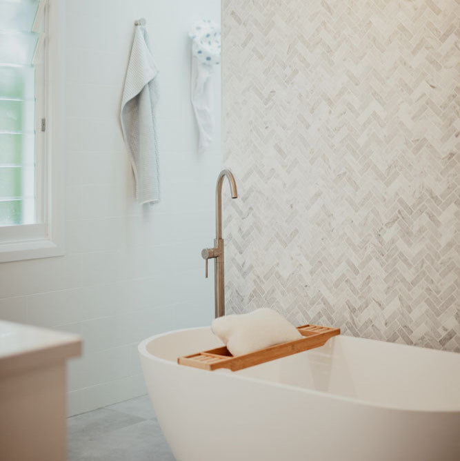 Carrara Marble Mosaic Herringbone Honed Small